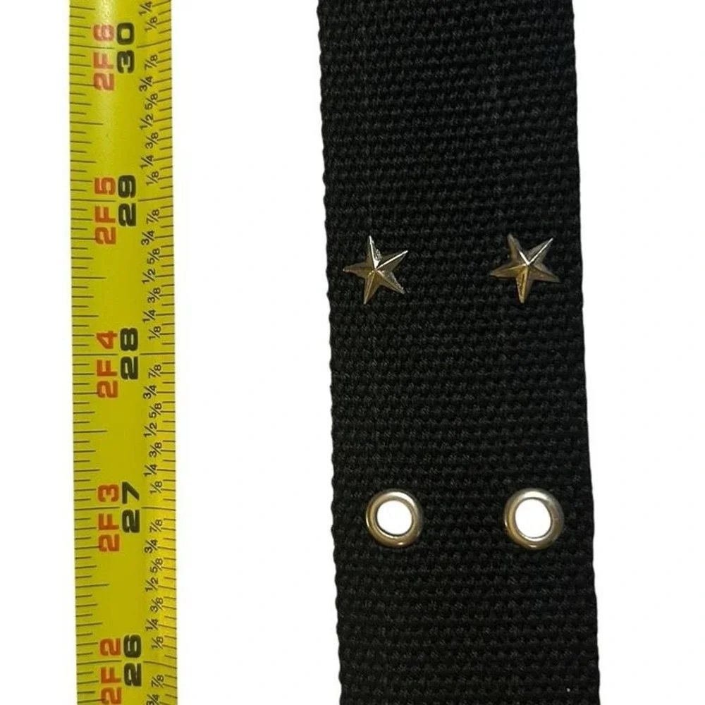 Black Belt Y2K Punk Scene Emo Star Studded Canvas Deadstock Double Grommet 39